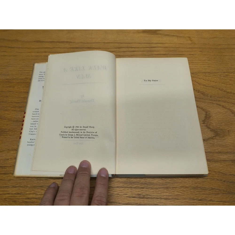 Walk Like A Man by Donald Honig 1961 William‎ Sloane Associates HC/DJ